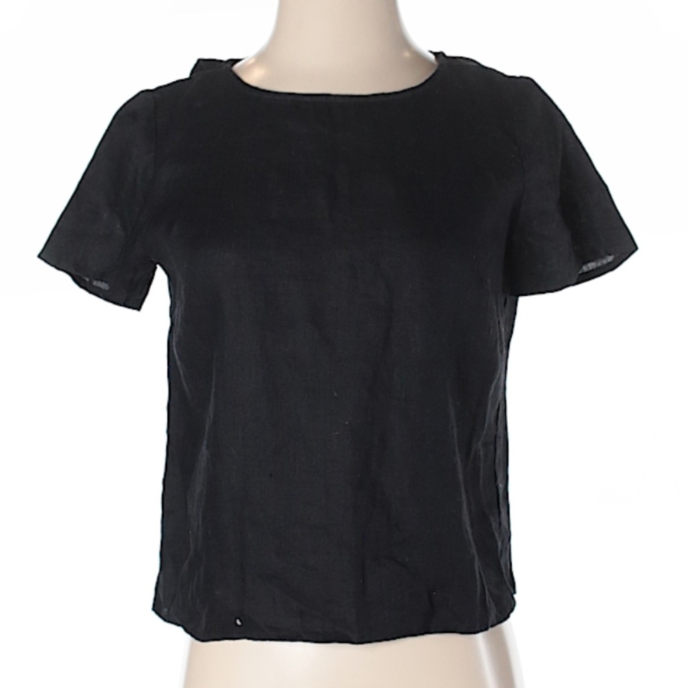Madewell 100% Split Back Linen Black Shirt